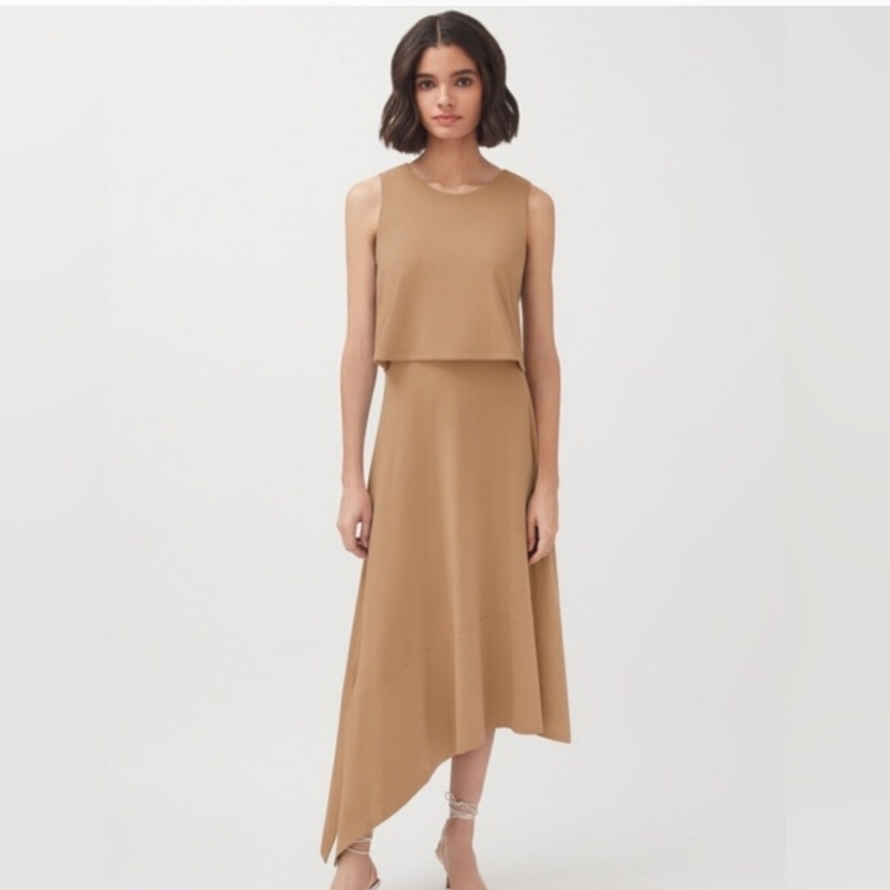 Cuyana Assymetrical Overlay Midi Dress Small